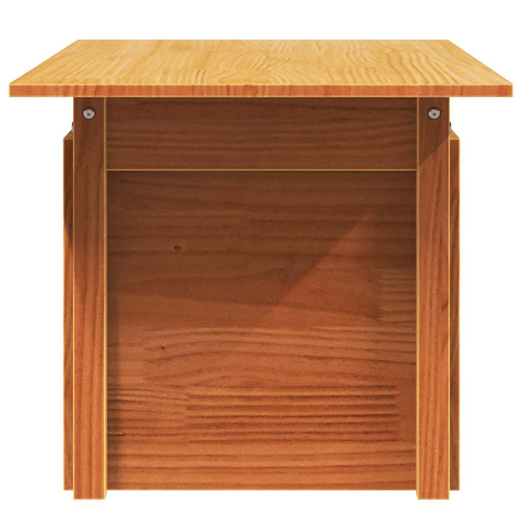 Viaszbarna tömör fenyőfa kerti asztal 100 x 50 x 75 cm