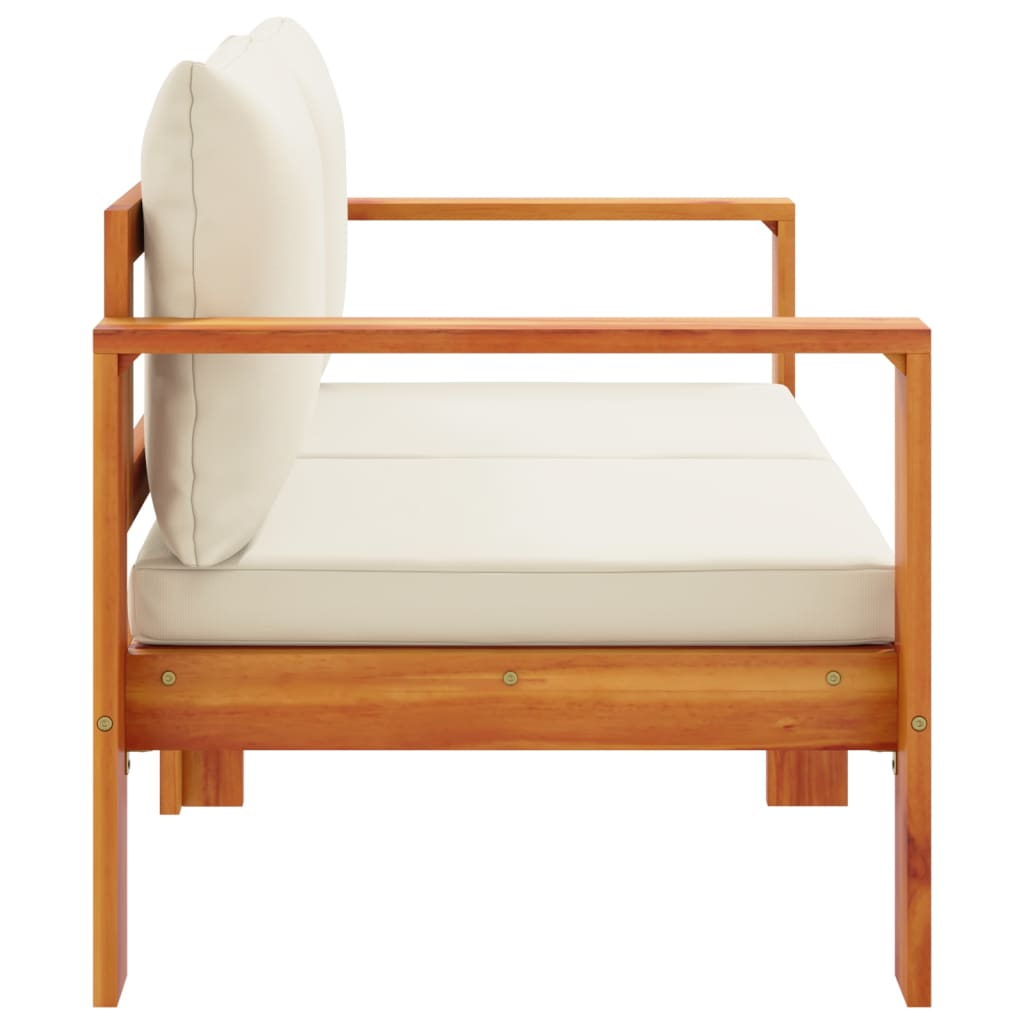 2 személyes tömör akácfa kerti kanapé párnával