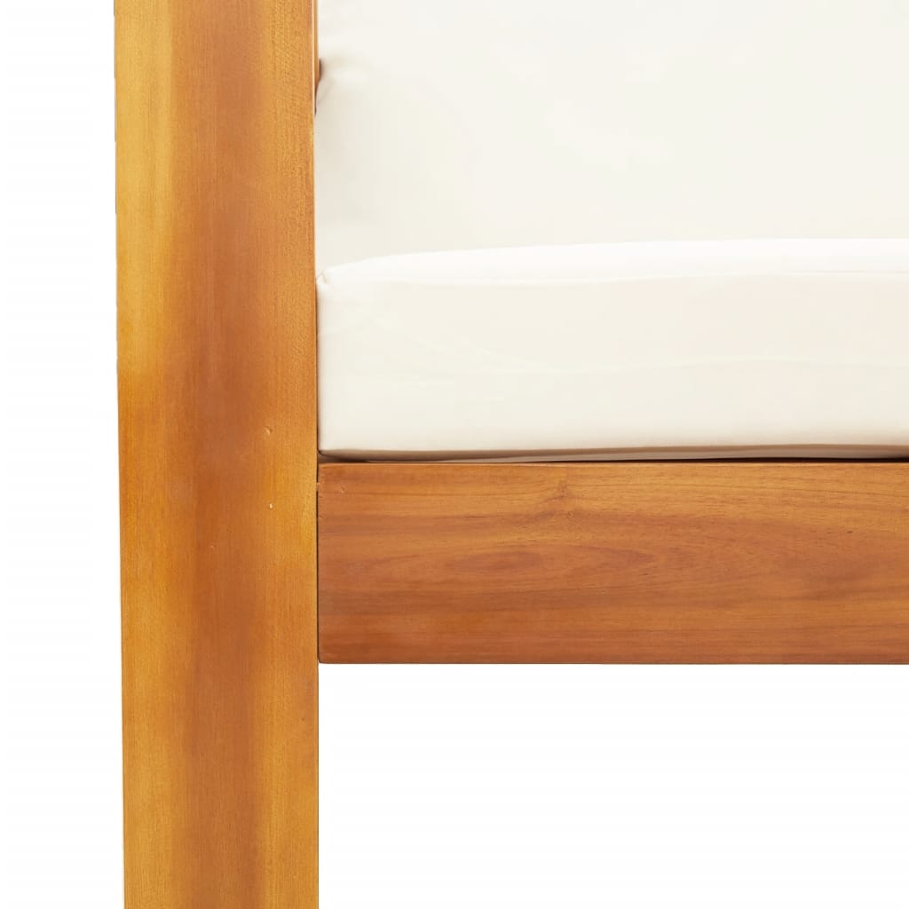 2 személyes tömör akácfa kerti kanapé párnával