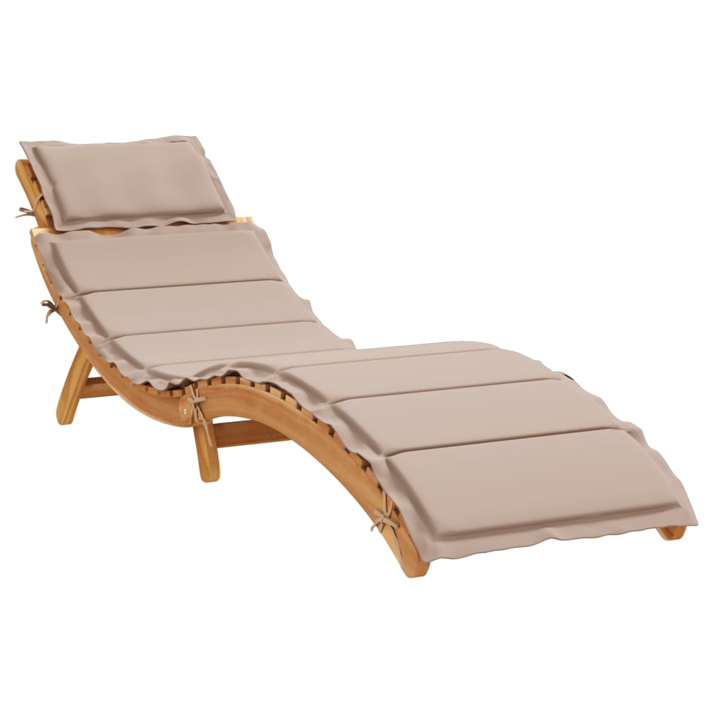 | napozóágy | párnával 1-személy taupe 55 x 184 x 64cm tömör akácfa