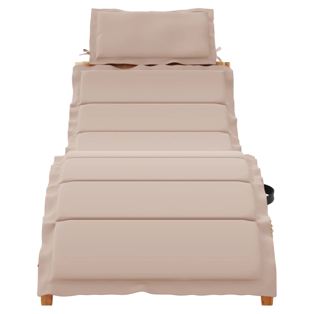 | napozóágy | párnával 1-személy taupe 55 x 184 x 64cm tömör akácfa