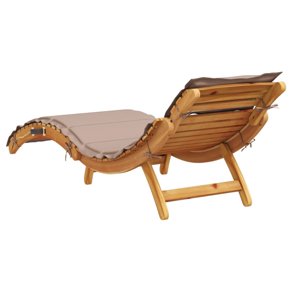 | napozóágy | párnával 1-személy taupe 55 x 184 x 64cm tömör akácfa