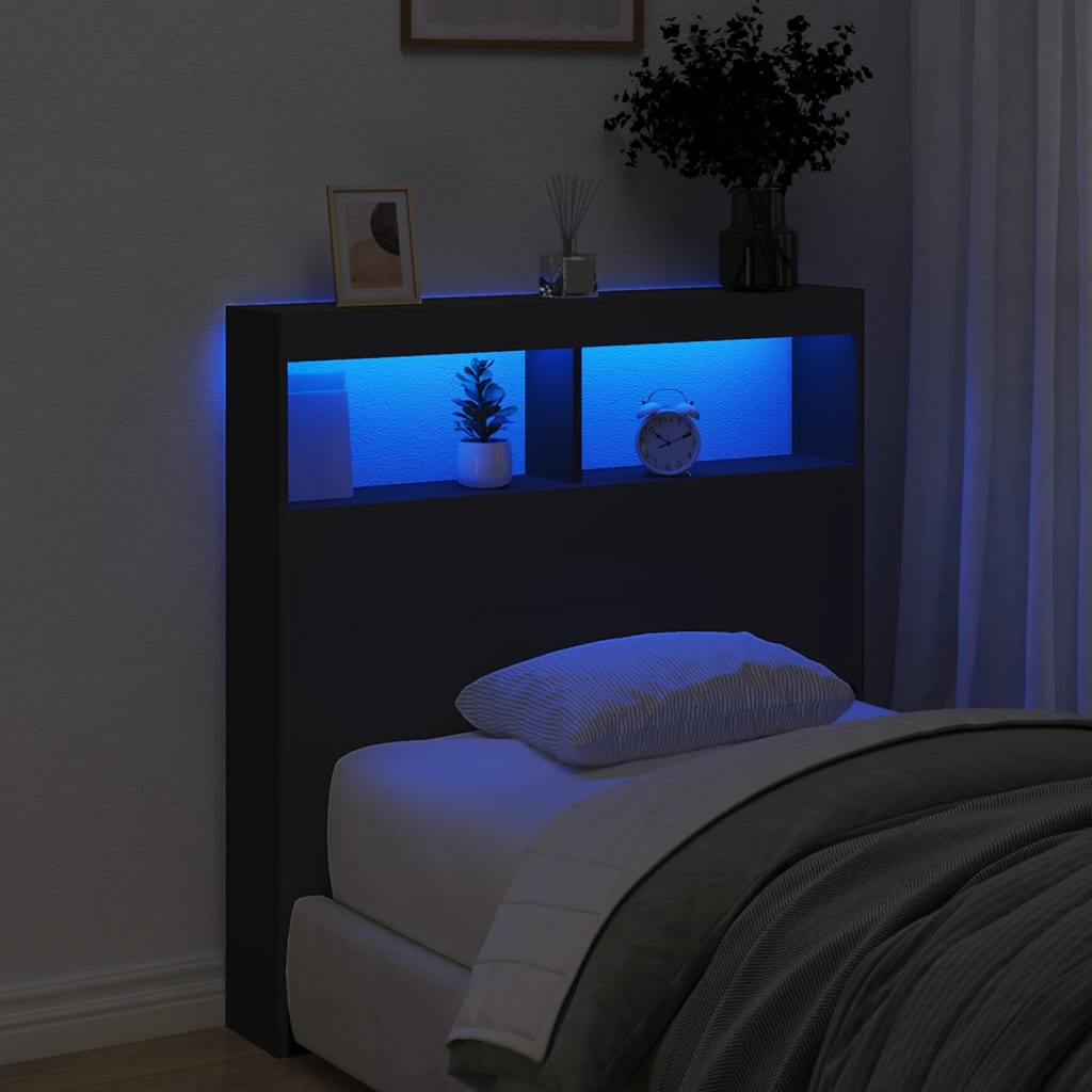 Fekete áthidalószekrény led-világítással 100 x 17 x 102 cm