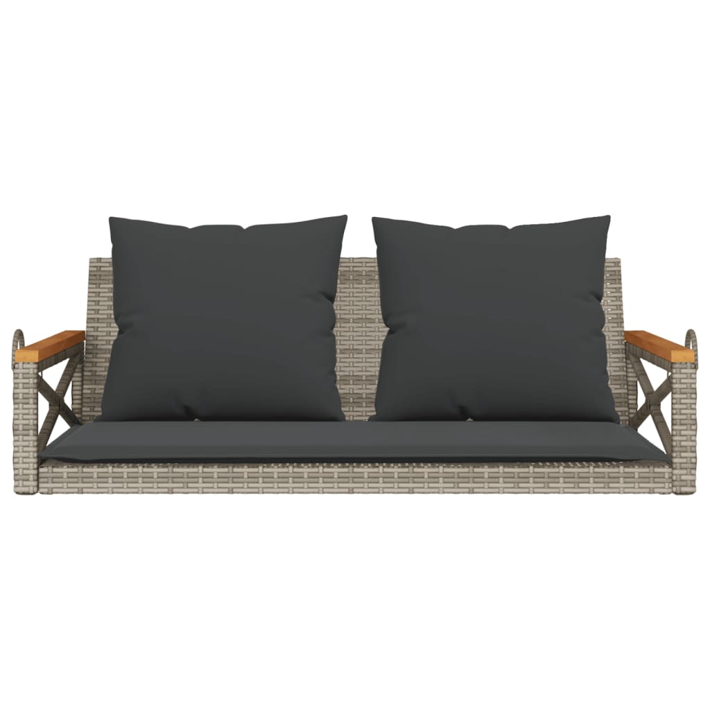 Szürke polyrattan hintapad párnákkal 109 x 62 x 40 cm