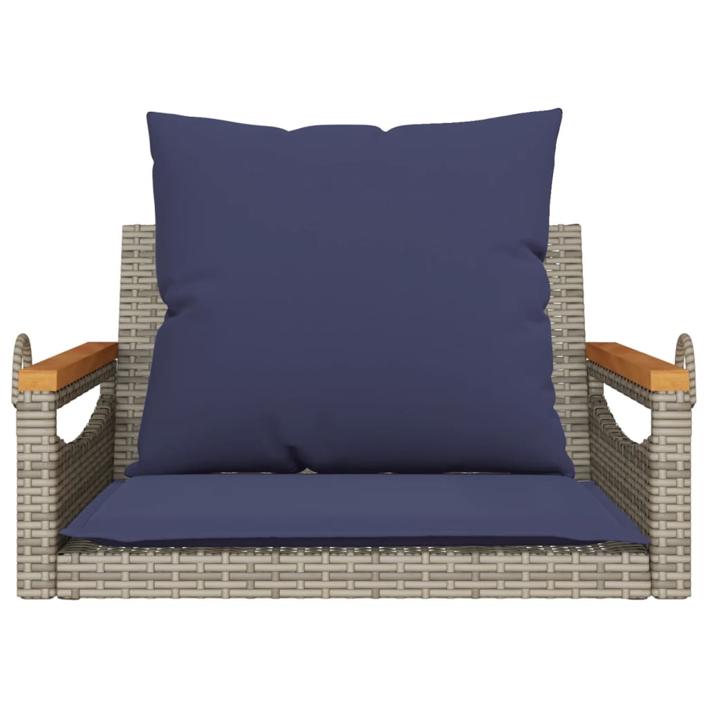 Szürke polyrattan hintapad párnákkal 63 x 62 x 40 cm