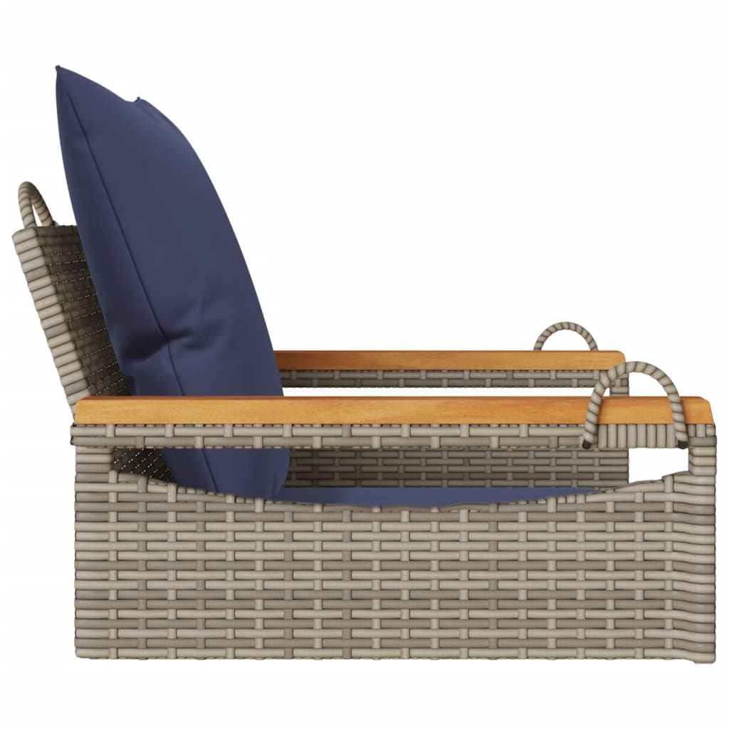 Szürke polyrattan hintapad párnákkal 63 x 62 x 40 cm