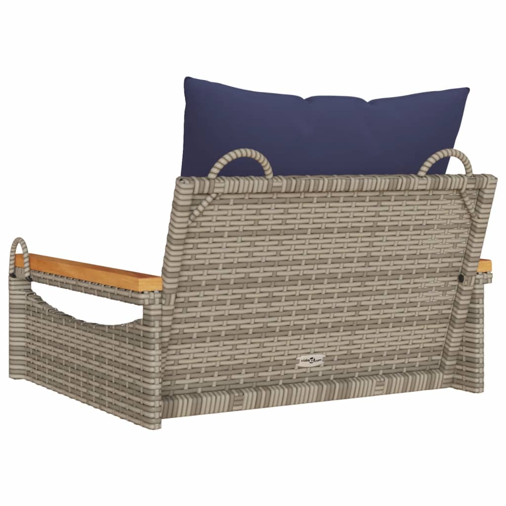Szürke polyrattan hintapad párnákkal 63 x 62 x 40 cm