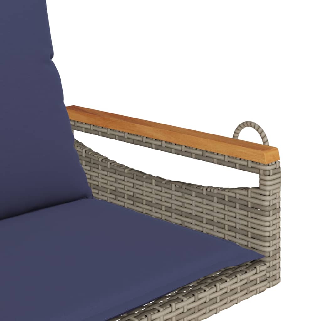 Szürke polyrattan hintapad párnákkal 63 x 62 x 40 cm