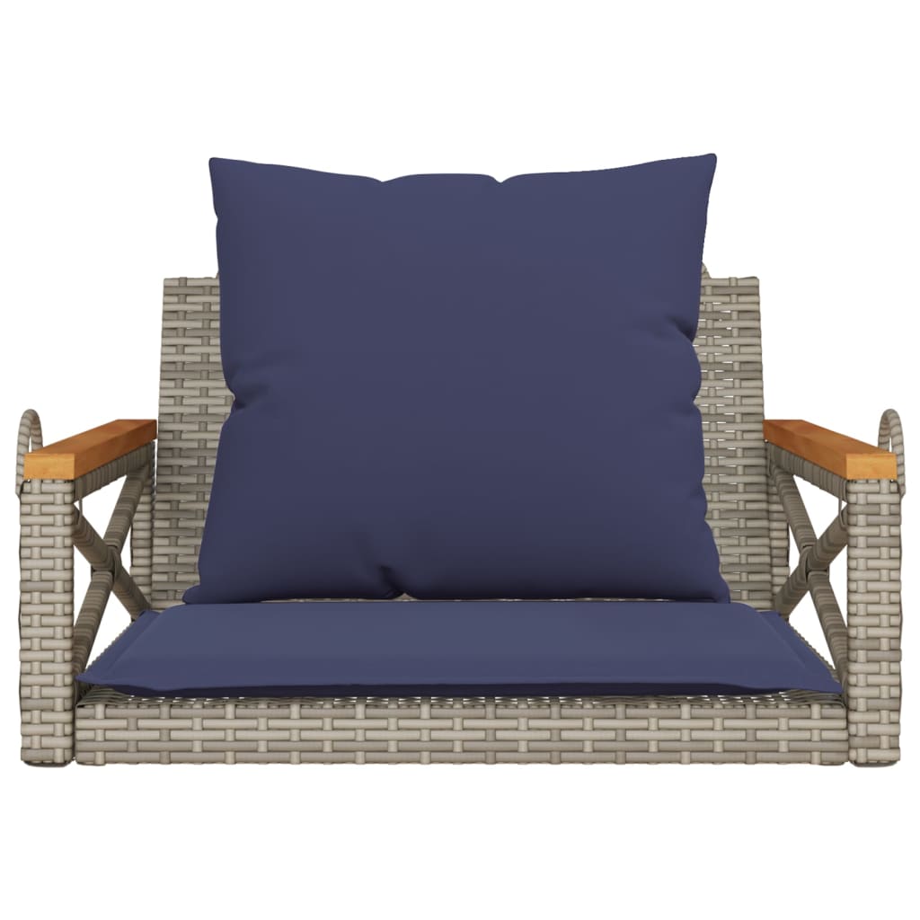 Szürke polyrattan hintapad párnákkal 63 x 62 x 40 cm