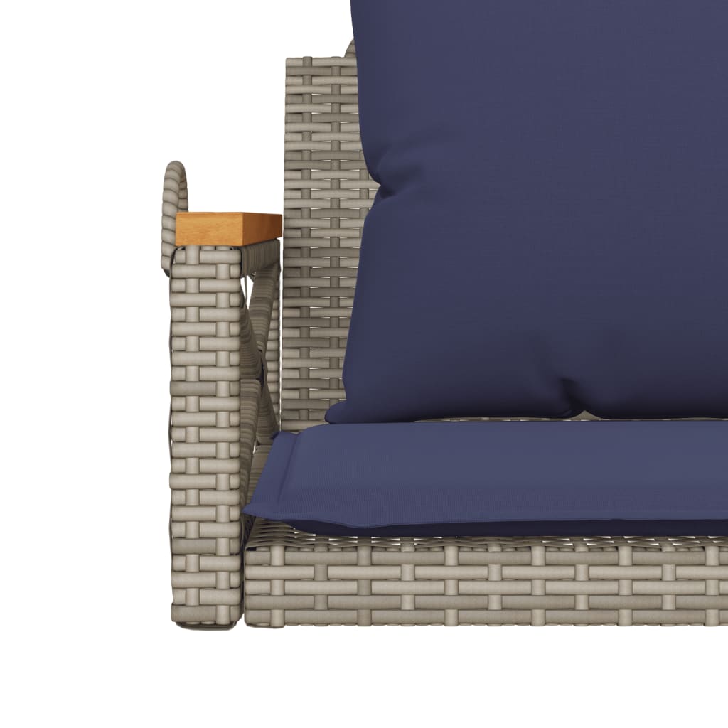 Szürke polyrattan hintapad párnákkal 63 x 62 x 40 cm
