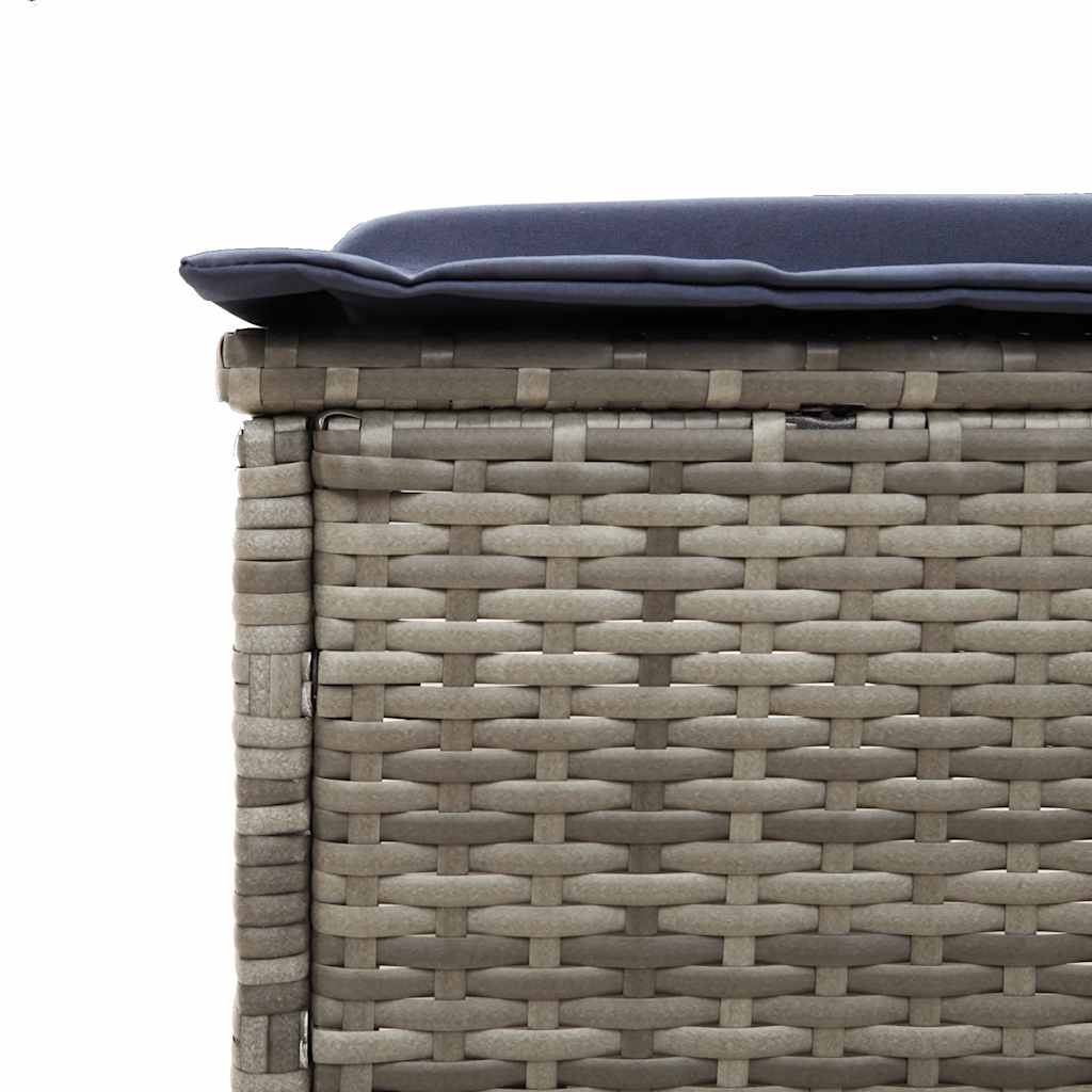 Szürke polyrattan napozóágy asztallal és párnával