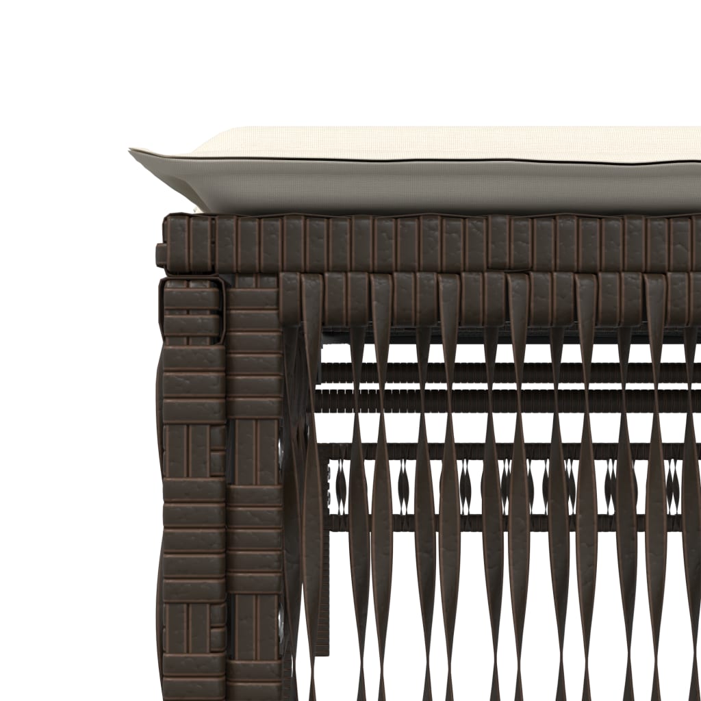 2 db barna polyrattan napozóágy asztallal