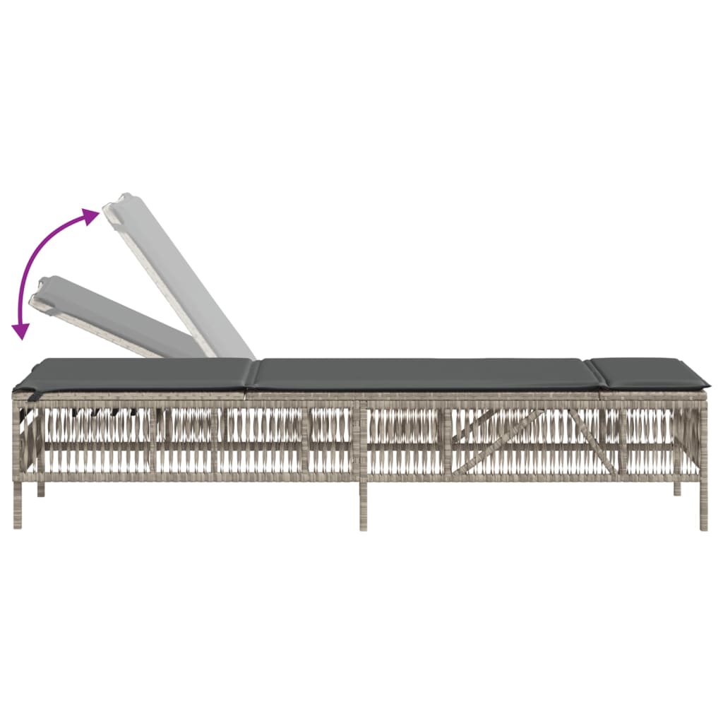 2 db világosszürke polyrattan napozóágy asztallal