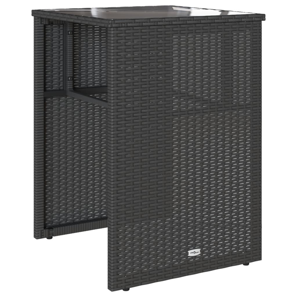 3 részes fekete polyrattan bisztrógarnitúra párnával