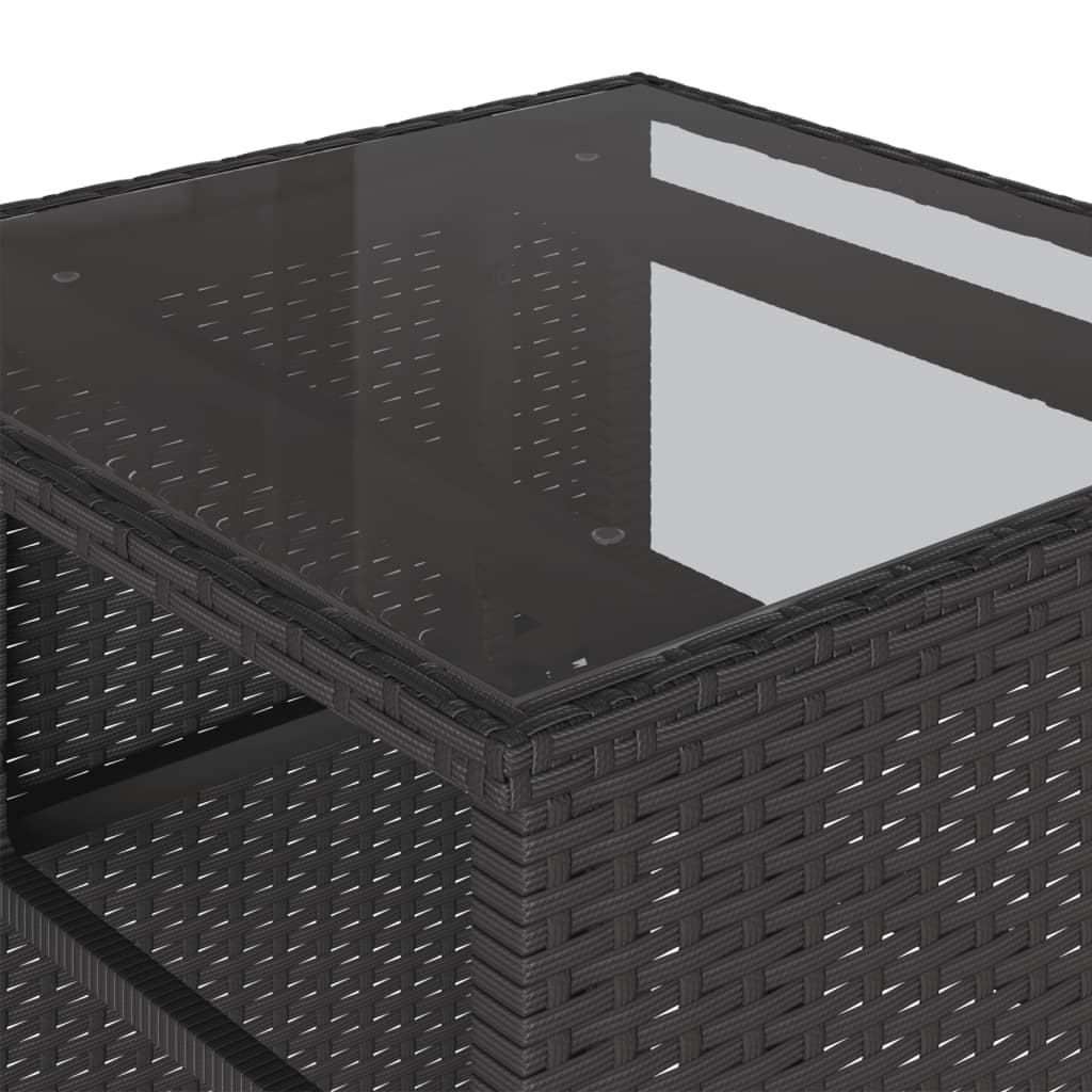 3 részes fekete polyrattan bisztrógarnitúra párnával