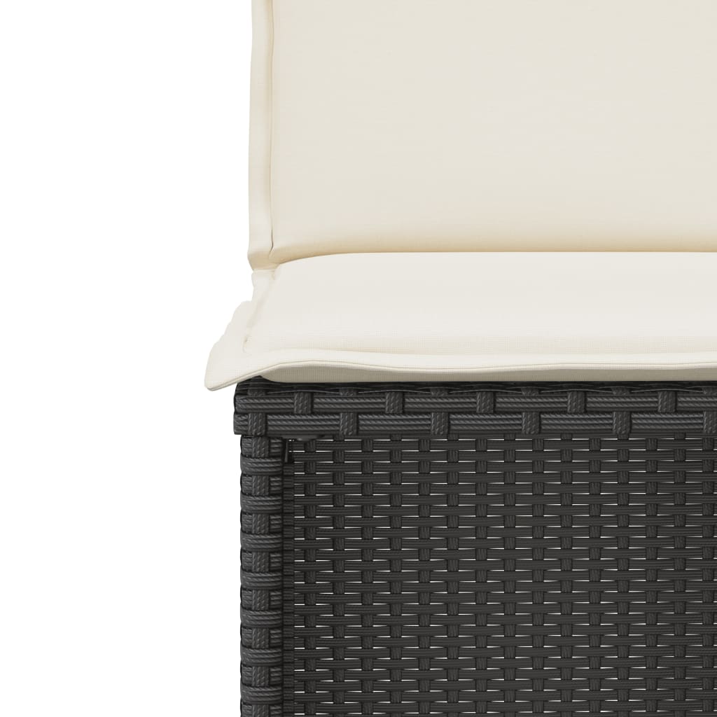 3 részes fekete polyrattan bisztrógarnitúra párnával