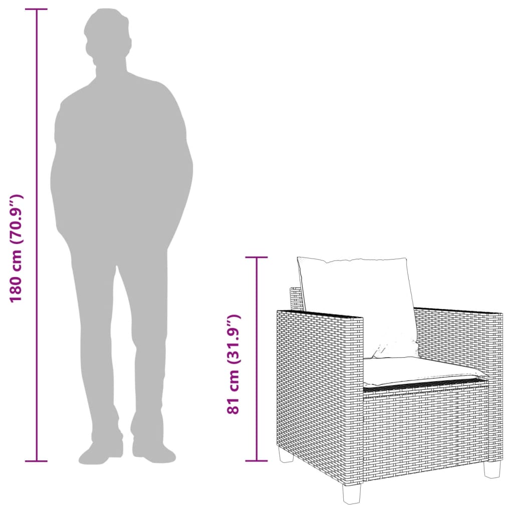 3 részes barna polyrattan bisztrógarnitúra párnákkal