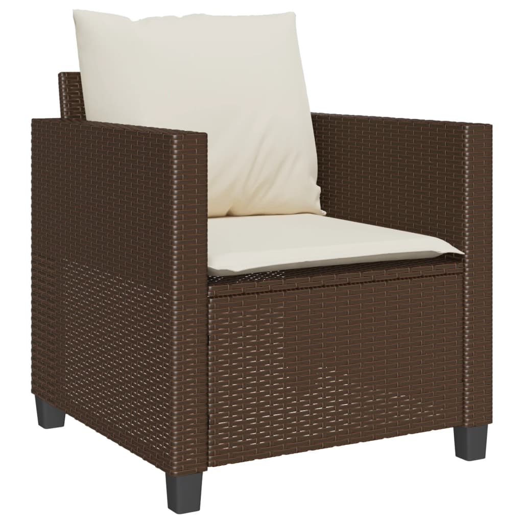 3 részes barna polyrattan bisztrógarnitúra párnákkal