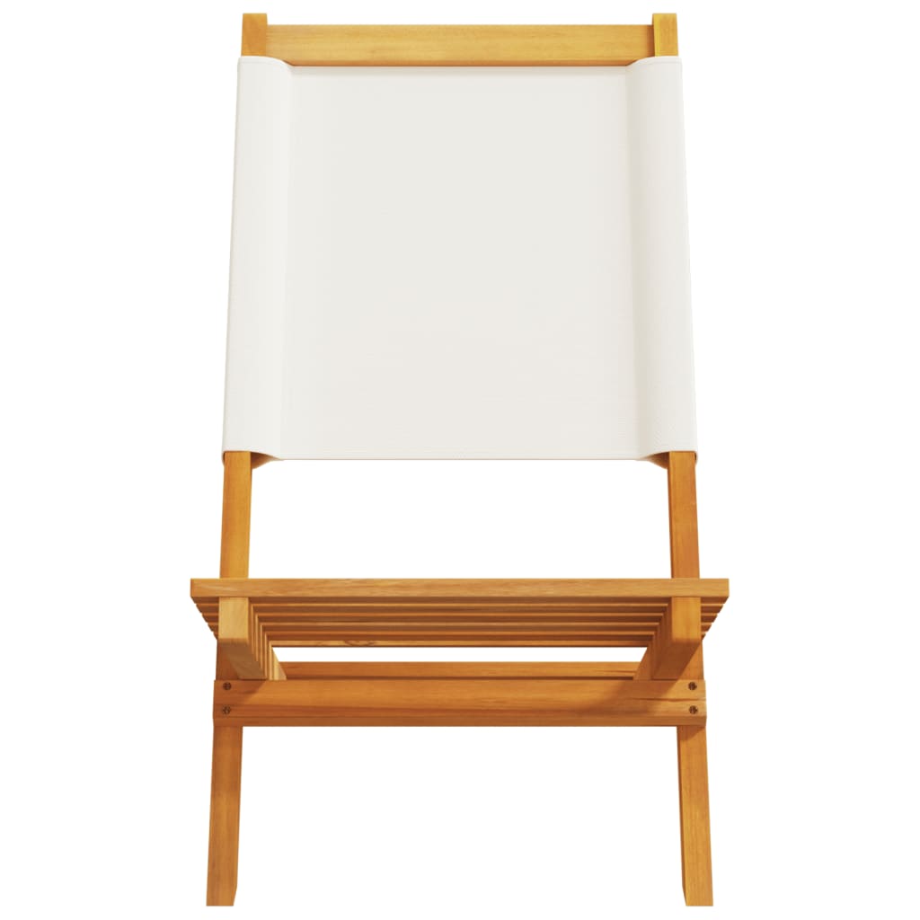 2 db krémfehér tömör akácfa és szövet kerti szék