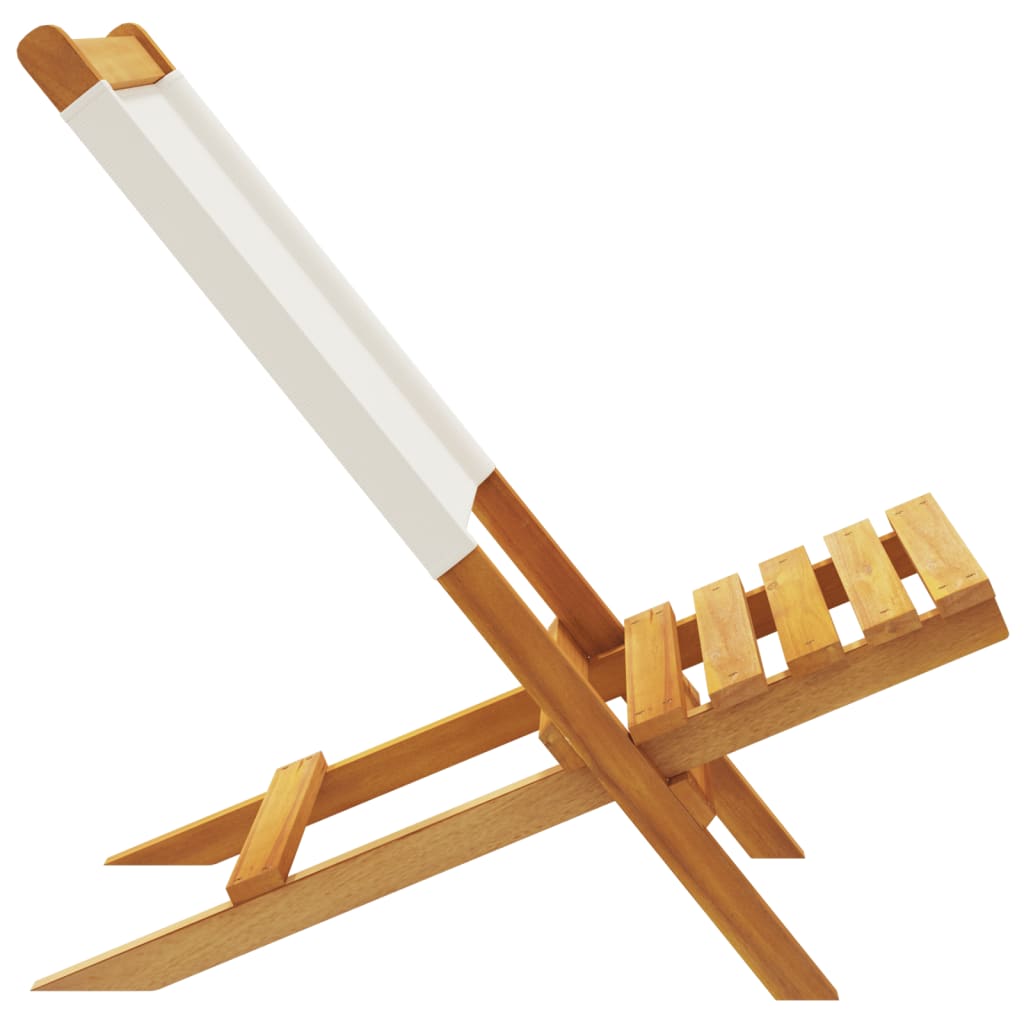 2 db krémfehér tömör akácfa és szövet kerti szék