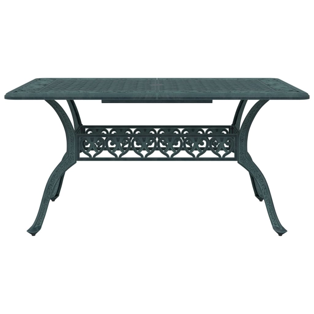 Zöld öntött alumínium kerti asztal 150 x 90 x 72 cm