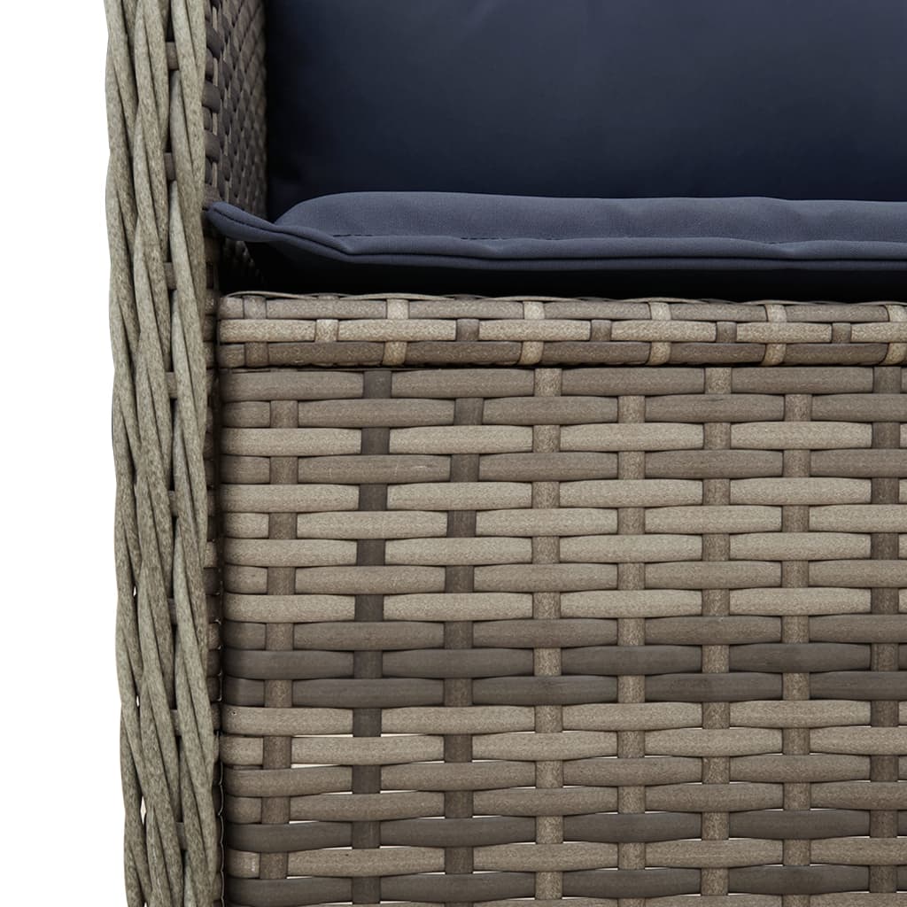 Szürke polyrattan dönthető kerti pad párnákkal