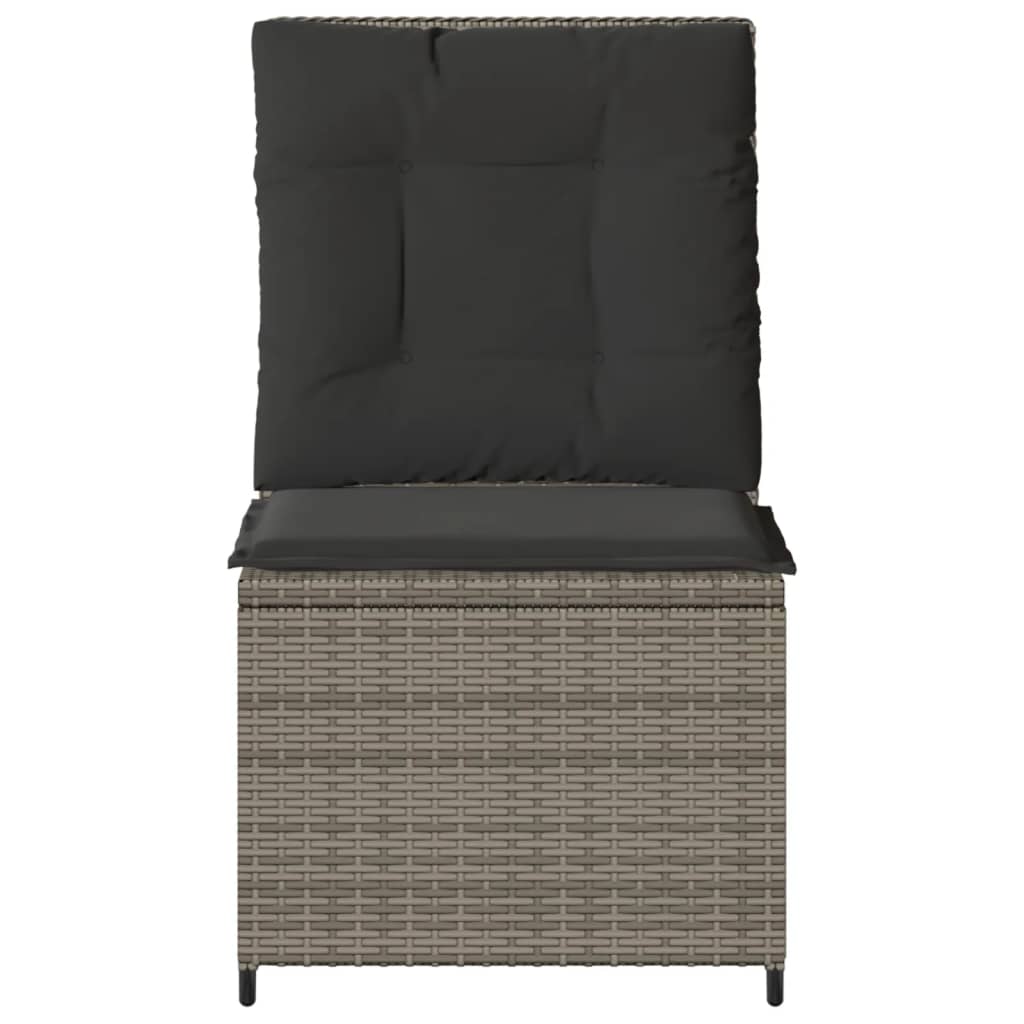 Szürke polyrattan dönthető kerti kanapé párnákkal