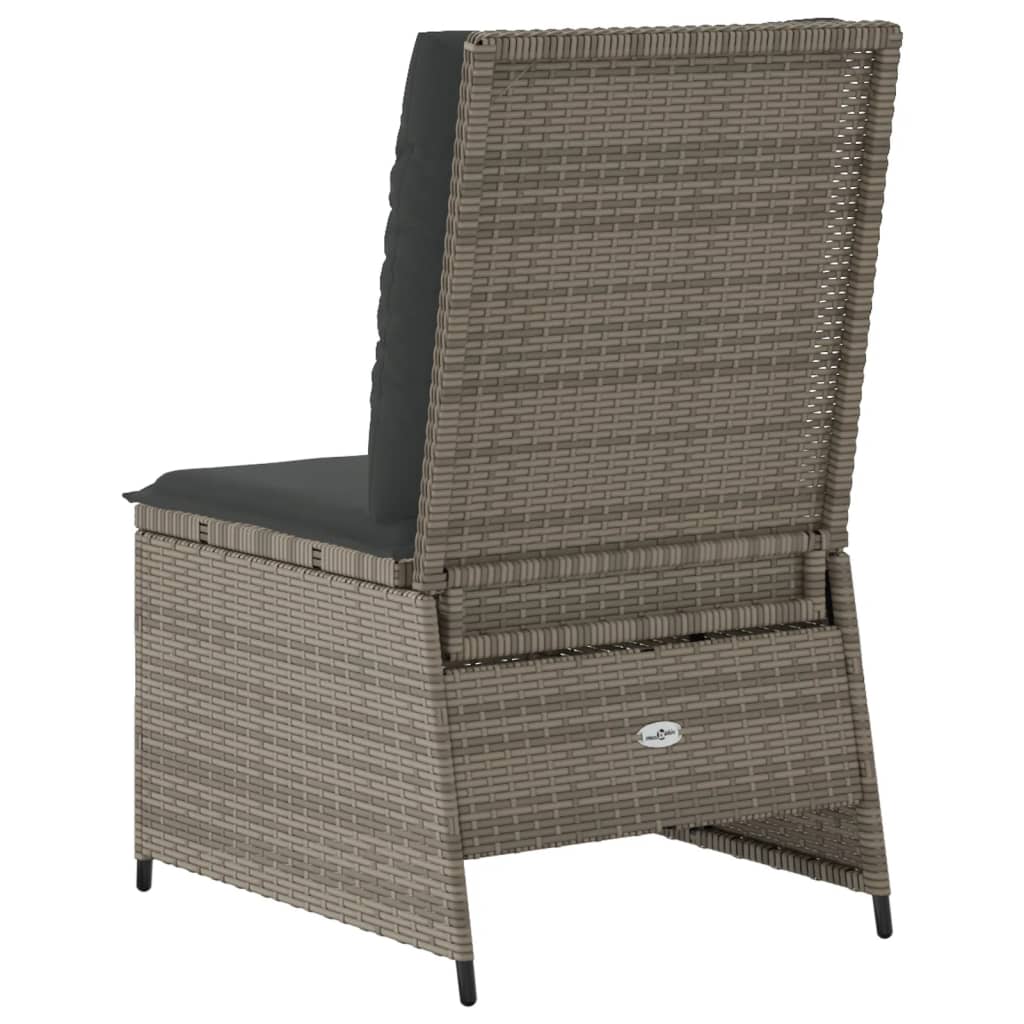 Szürke polyrattan dönthető kerti kanapé párnákkal