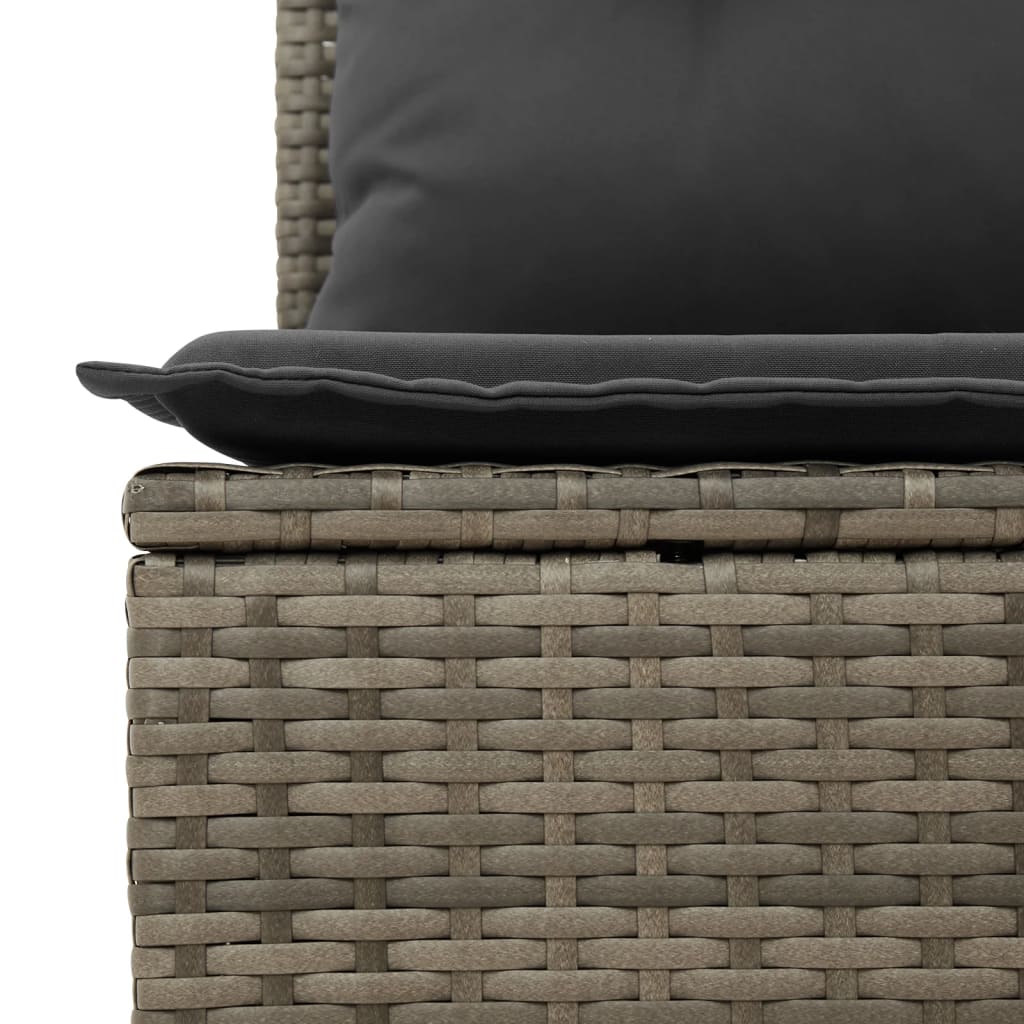 Szürke polyrattan dönthető kerti kanapé párnákkal