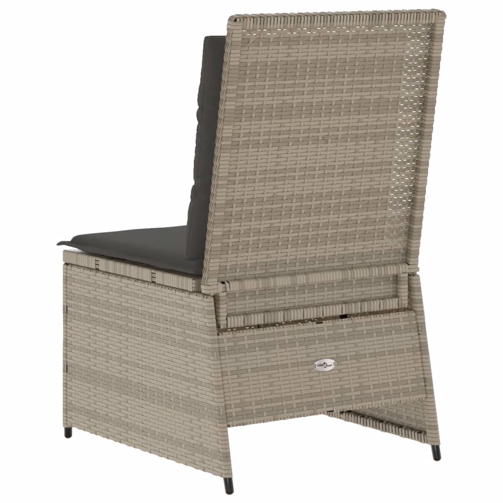 Világosszürke polyrattan dönthető kerti kanapé párnákkal