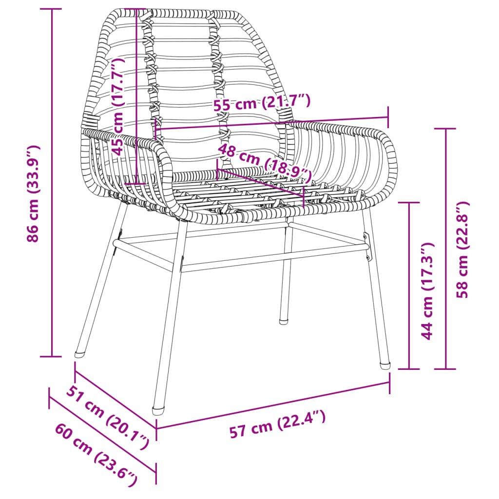 2 db barna polyrattan kerti szék