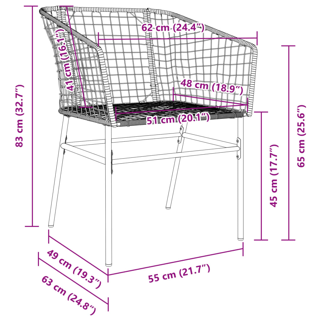 2 db barna polyrattan kerti szék
