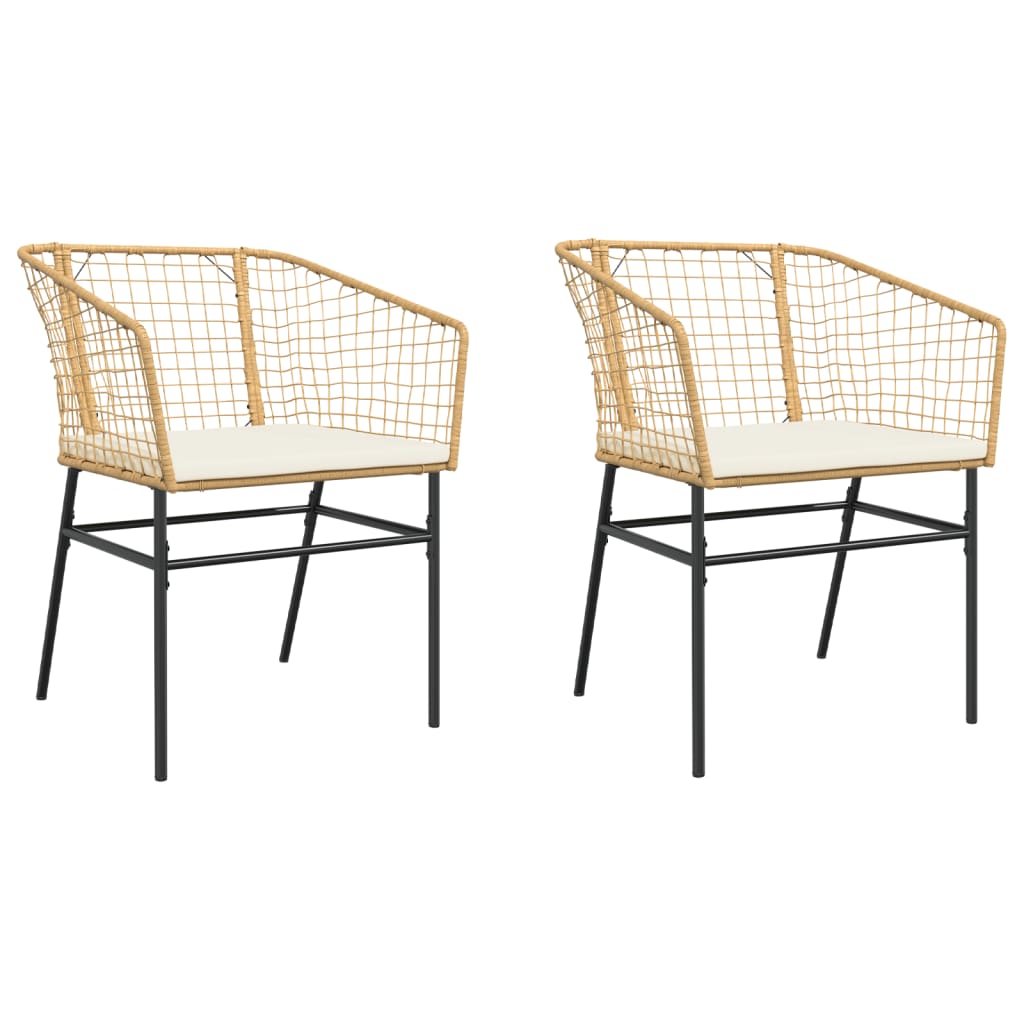 2 db barna polyrattan kerti szék párnákkal