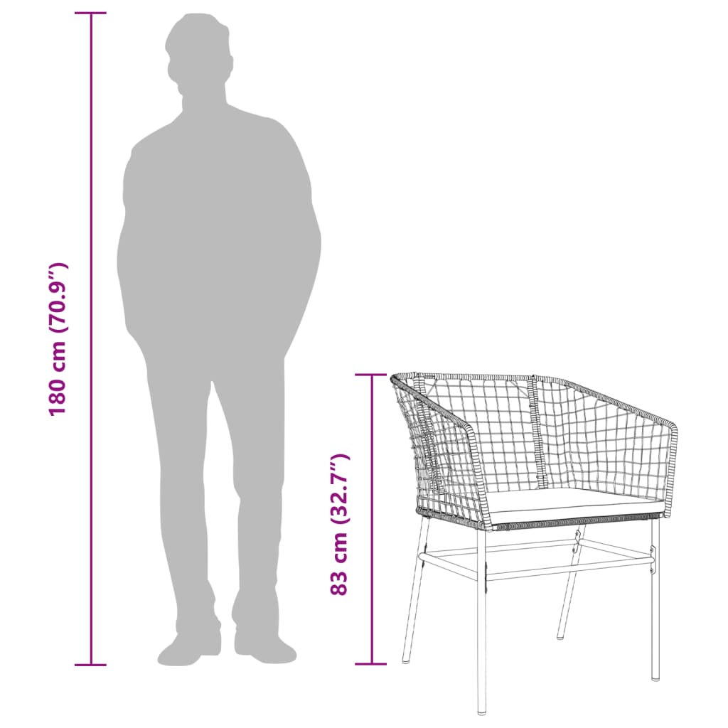 2 db barna polyrattan kerti szék párnákkal