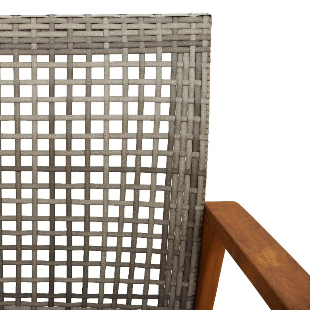 2 db szürke polyrattan és akácfa kerti szék