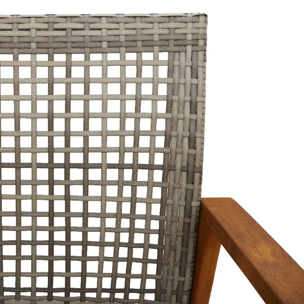Szürke polyrattan és akácfa kerti pad 112 cm