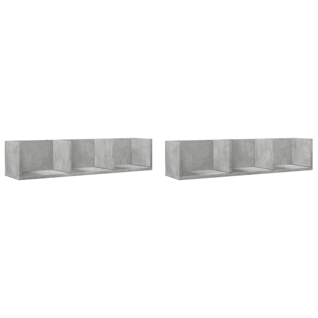 2 db betonszürke szerelt fa faliszekrény 75x18x16,5 cm 2 db betonszürke szerelt fa faliszekrény 75x18x16,5 cm