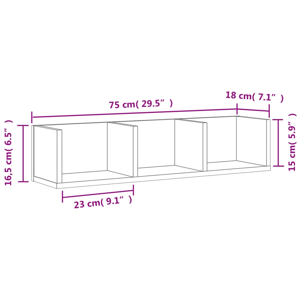 2 db betonszürke szerelt fa faliszekrény 75x18x16,5 cm 2 db betonszürke szerelt fa faliszekrény 75x18x16,5 cm