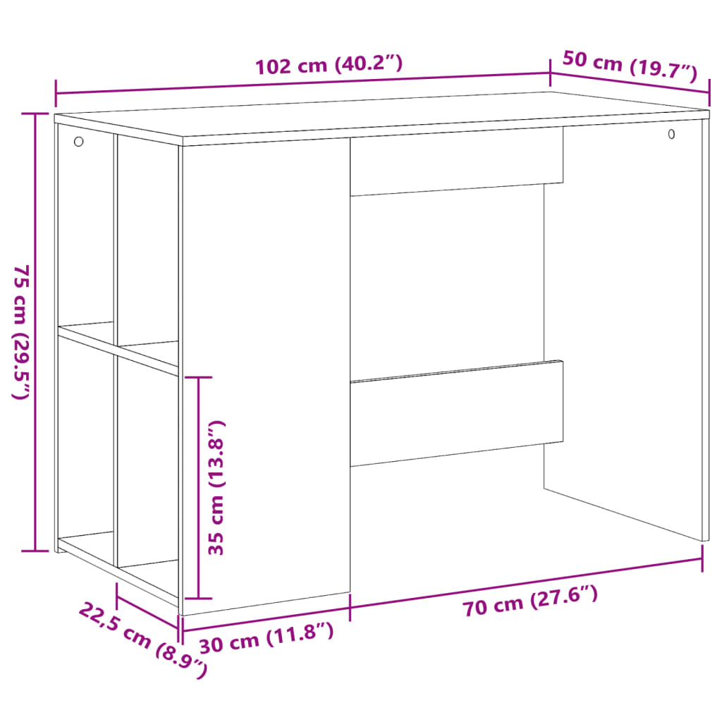 Betonszürke szerelt fa íróasztal 102x50x75 cm Betonszürke szerelt fa íróasztal 102x50x75 cm