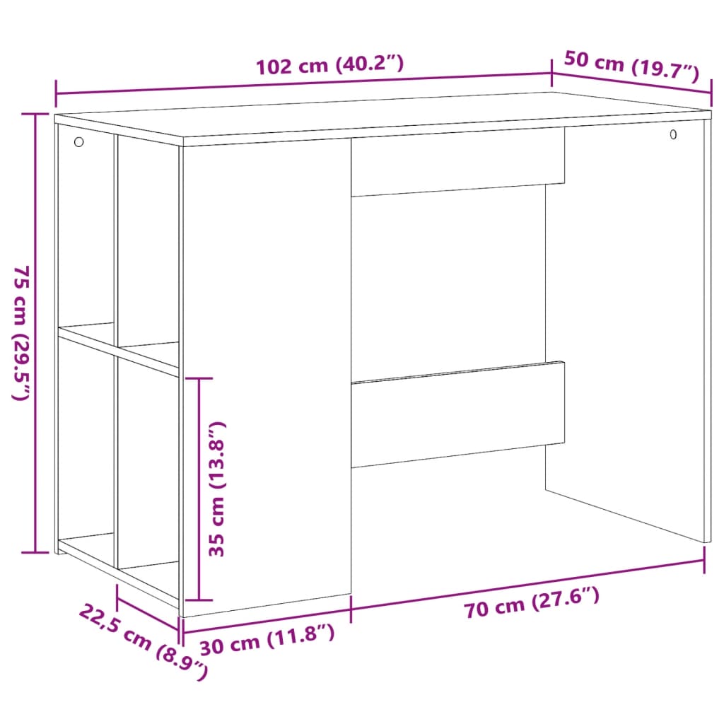 Barna tölgyszínű szerelt fa íróasztal 102x50x75 cm Barna tölgyszínű szerelt fa íróasztal 102x50x75 cm