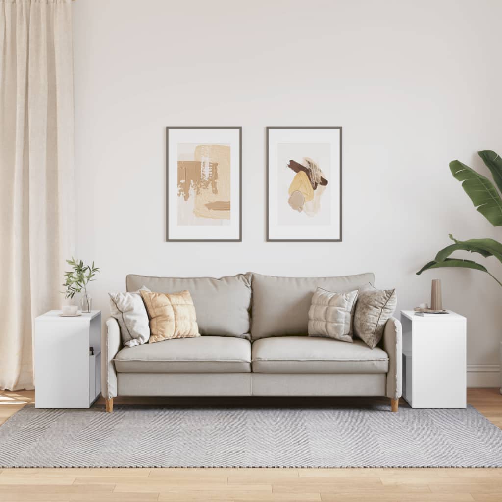 2 db fehér forgácslap kisasztal 50 x 30 x 50 cm