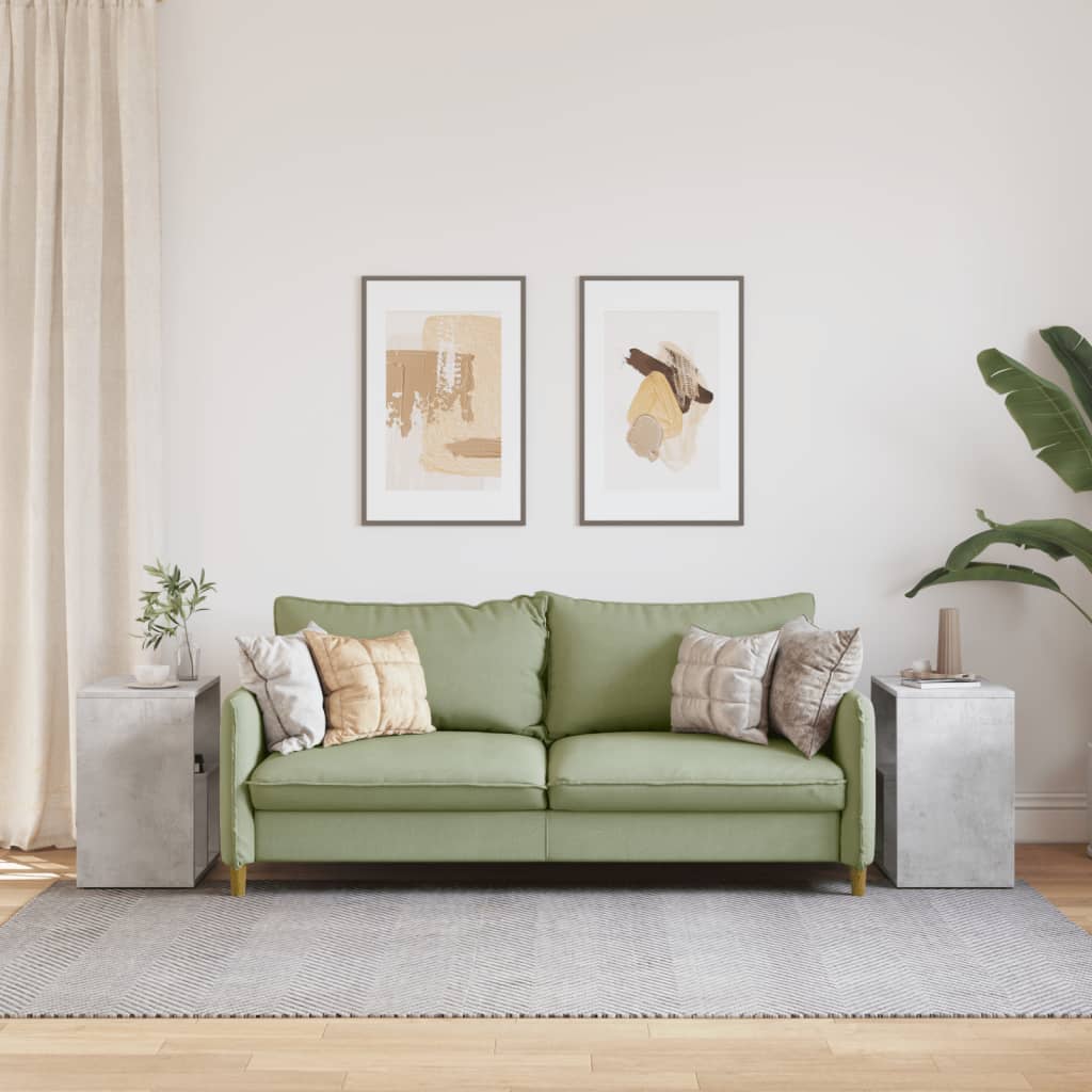 2 db betonszürke szerelt fa kisasztal 50x30x50 cm