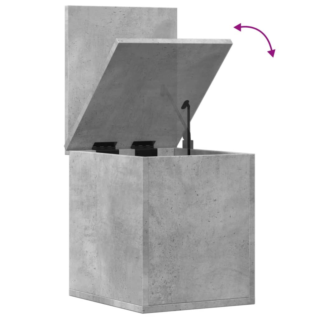 Betonszürke szerelt fa tárolóláda 30 x 35 x 35 cm