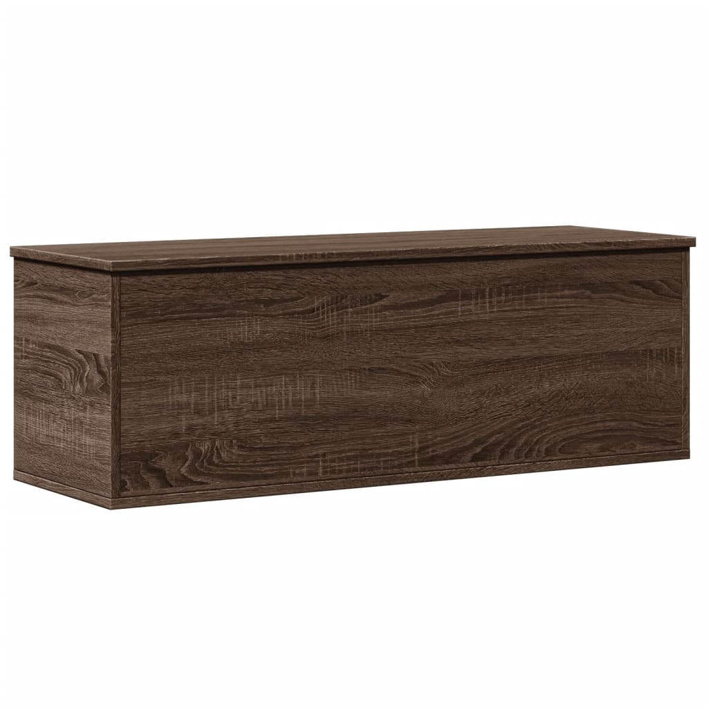 Barna tölgy színű szerelt fa tárolóláda 102 x 35 x 35 cm