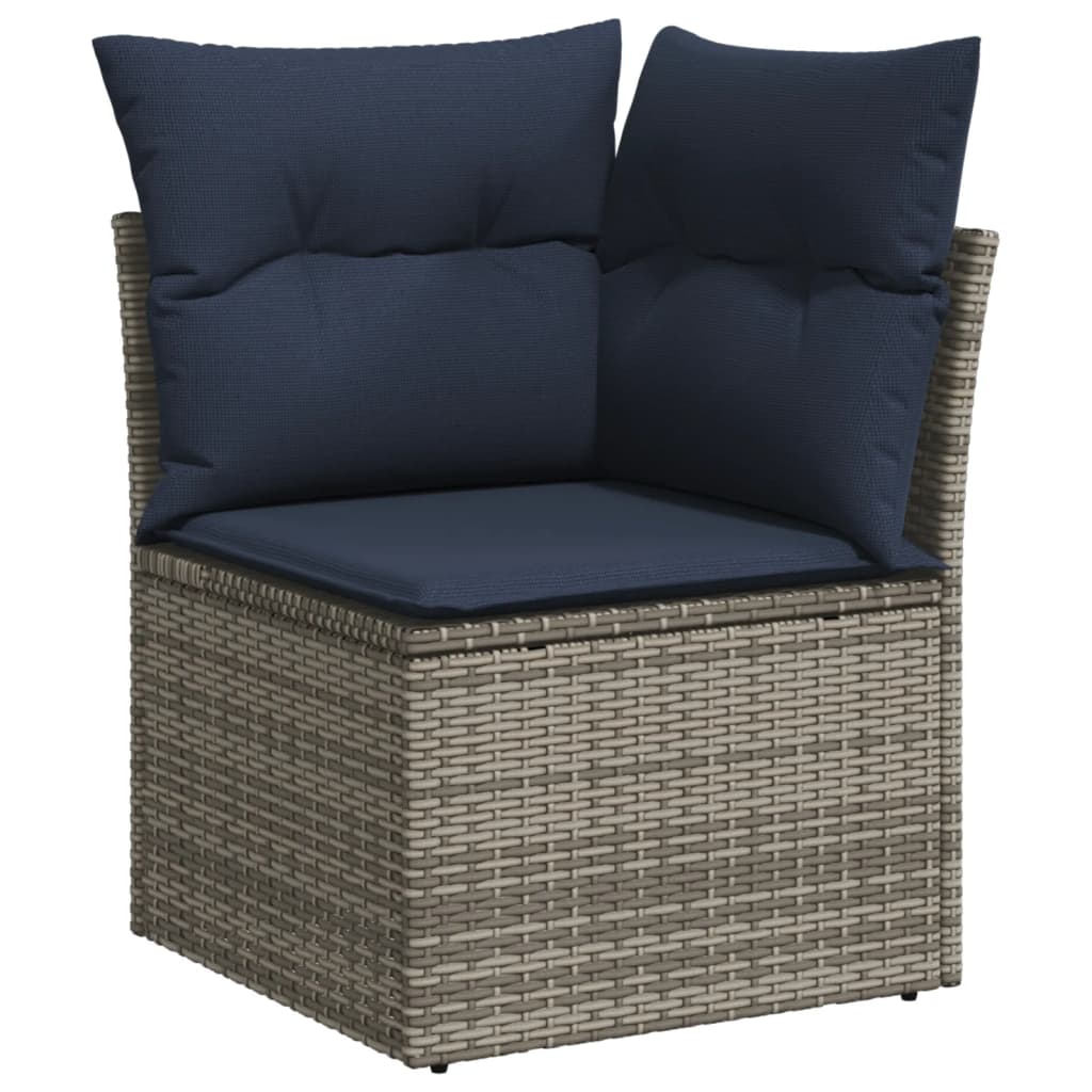 12 db szürke polyrattan kerti kanapégarnitúra párnákkal