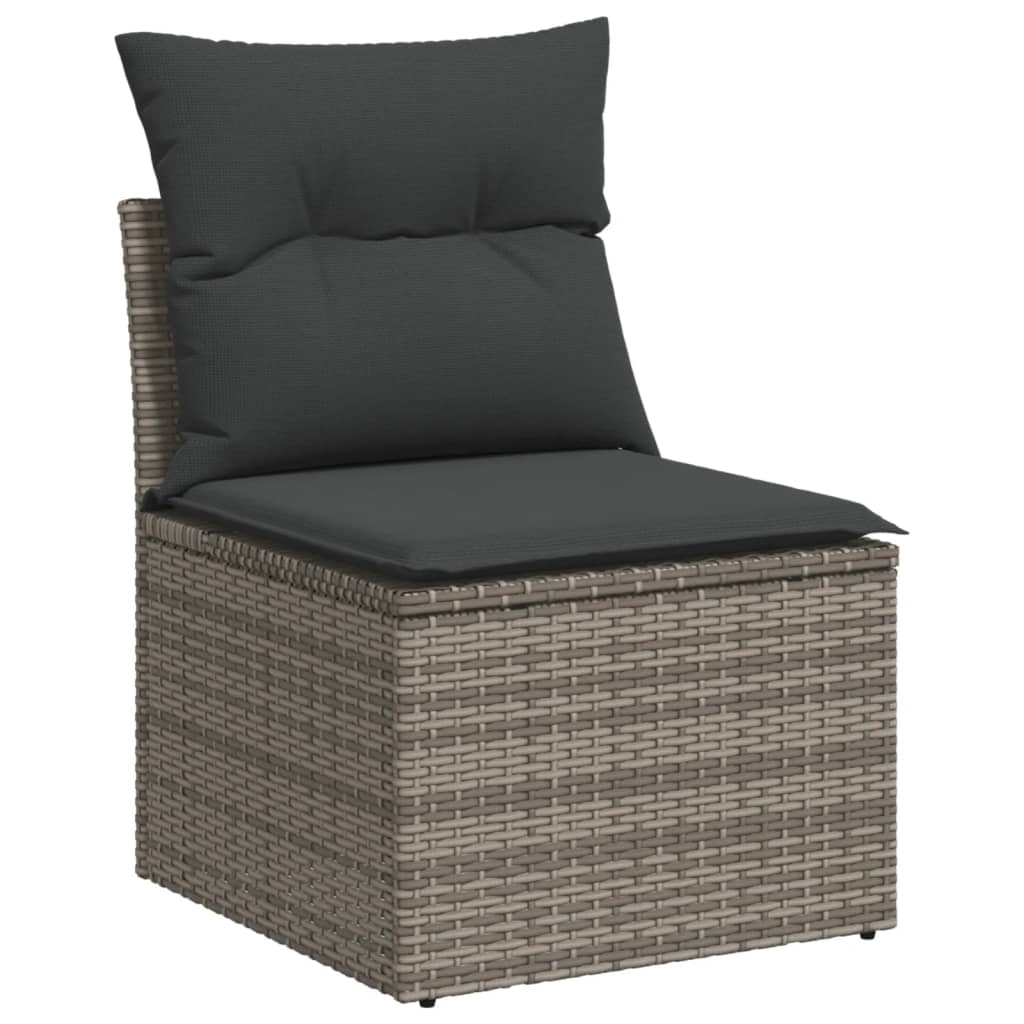 8-részes szürke polyrattan kerti ülőgarnitúra párnákkal