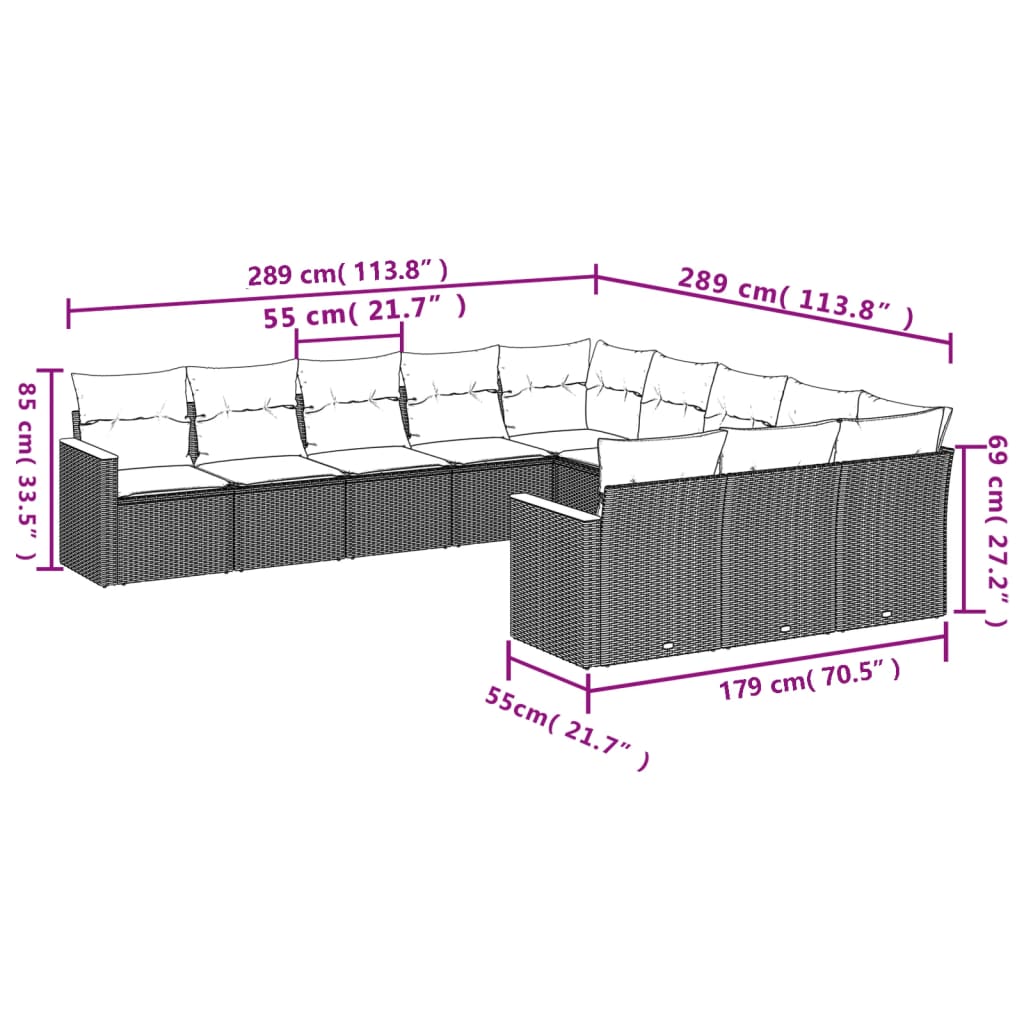 11 részes bézs polyrattan kerti ülőgarnitúra párnákkal 11 részes bézs polyrattan kerti ülőgarnitúra párnákkal