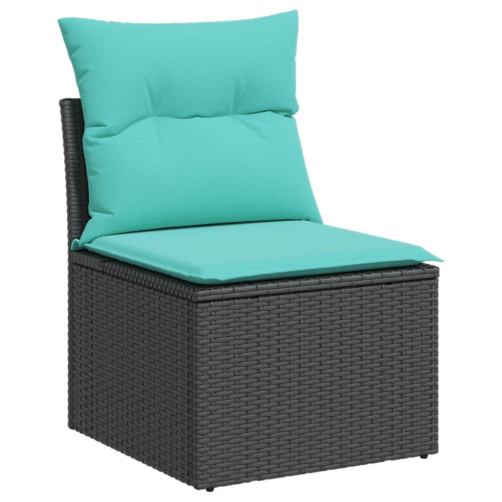 4 részes fekete polyrattan kerti ülőgarnitúra párnával 4 részes fekete polyrattan kerti ülőgarnitúra párnával