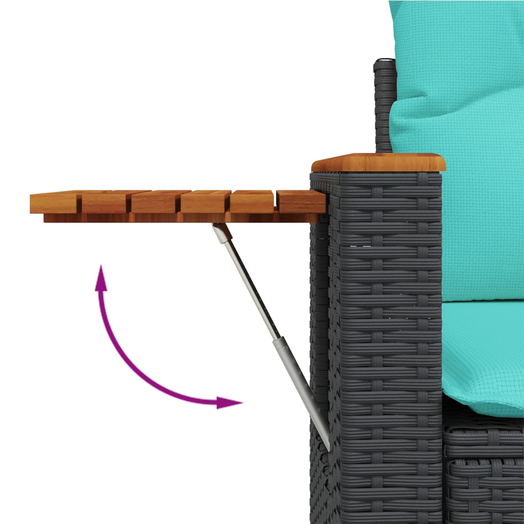 4 részes fekete polyrattan kerti ülőgarnitúra párnával 4 részes fekete polyrattan kerti ülőgarnitúra párnával
