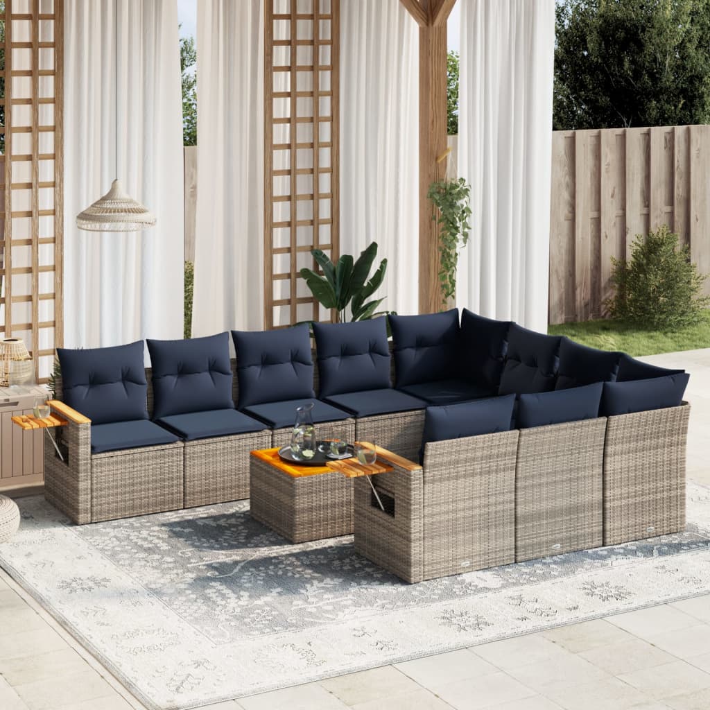 11 részes szürke polyrattan kerti ülőgarnitúra párnákkal 11 részes szürke polyrattan kerti ülőgarnitúra párnákkal